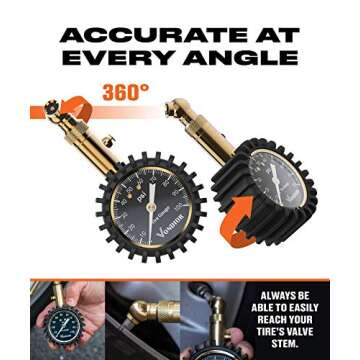 Vondior Heavy Duty Tire Pressure Gauge with Glow Dial