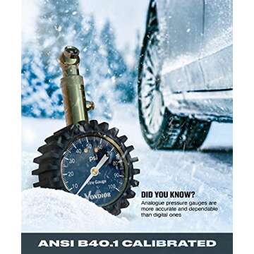 Vondior Heavy Duty Tire Pressure Gauge with Glow Dial