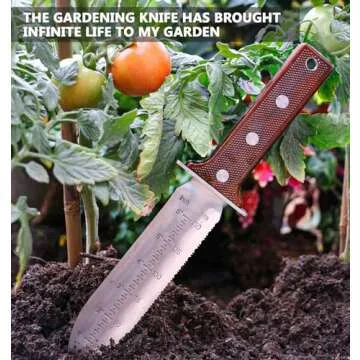 AKAKD Gardening Hori Hori Garden Knife - Gardening Knife,Soil Knife, Serrated Side Weeding Knife,Digging Knife,Garden Knives With Sheath,Full Tang Hori Hori Knife