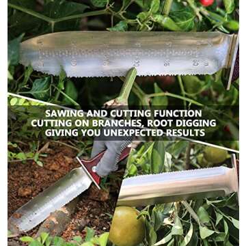 AKAKD Gardening Hori Hori Garden Knife - Gardening Knife,Soil Knife, Serrated Side Weeding Knife,Digging Knife,Garden Knives With Sheath,Full Tang Hori Hori Knife