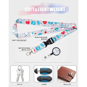 Nurse ID Badge Lanyard with Retractable Clip
