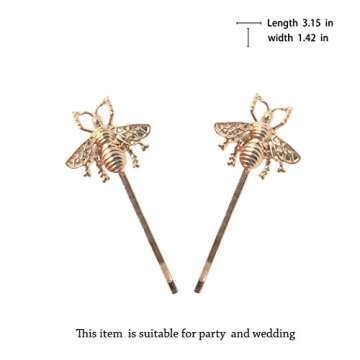 Jovono Bee Barrettes Gold Honeybee Bobby Pins Bumblebee Costume Hair Accessories for Women and Girls