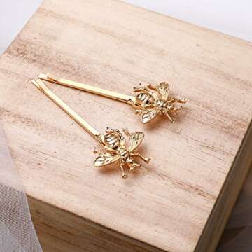 Jovono Bee Barrettes Gold Honeybee Bobby Pins for Women and Girls
