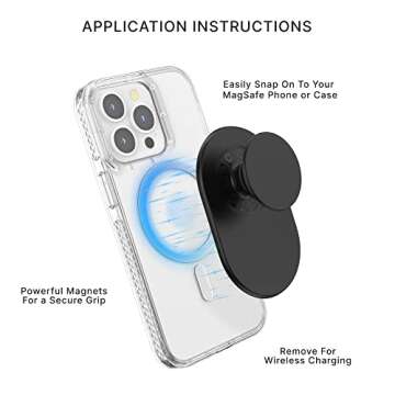 PopSockets Phone Grip Compatible with MagSafe®, Phone Holder, Wireless Charging Compatible, Pill-Sh...