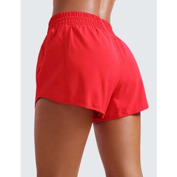 CRZ YOGA High Waisted Running Shorts - Quick Dry & Pocket