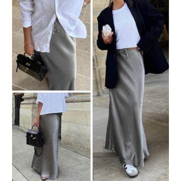 Skrimory Satin Maxi Skirt - Elegant & Versatile Women's Wear