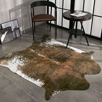 Keeko Faux Cowhide Rug Stylish Non-Slip Indoor Rug