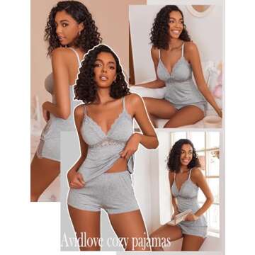 Avidlove Womens Pajama Sets 2 Piece Sleepwear Lace Pajamas Cami PJS Set for Women