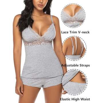 Avidlove Womens Pajama Sets 2 Piece Sleepwear Lace Pajamas Cami PJS Set for Women