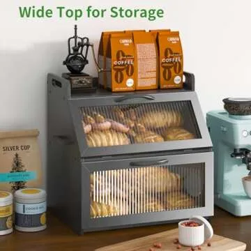 Large Bamboo Bread Box with Acrylic Window - Kitchen Storage