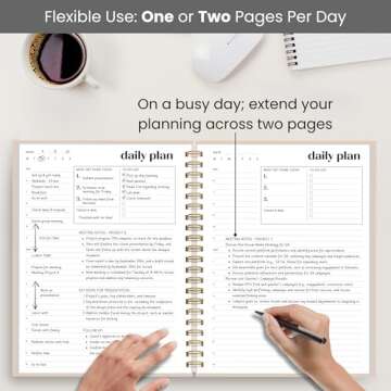 Undated Daily Planner with Hourly Schedule, 8.5" x 11" Large 6-Month Planner for Productivity, Full Page a Day, 2025-2026 Calendar, To Do List, Time Blocking, Beige Aesthetic Hardcover Spiral Notebook