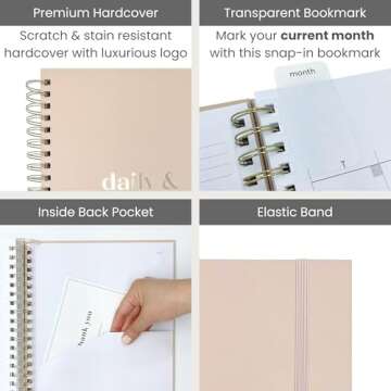 Undated Daily Planner with Hourly Schedule, 8.5" x 11" Large 6-Month Planner for Productivity, Full Page a Day, 2025-2026 Calendar, To Do List, Time Blocking, Beige Aesthetic Hardcover Spiral Notebook