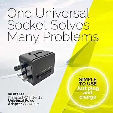 Compact Worldwide Universal Power Adapter Converter with 2 USB Charging Ports, All in One Internatio...