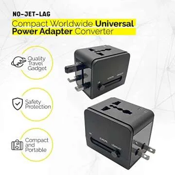 Universal Travel Adapter with 2 USB Ports for Worldwide Use