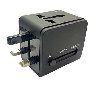 Universal Travel Adapter with 2 USB Ports for Worldwide Use