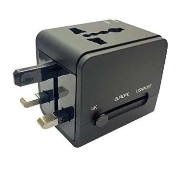Universal Travel Adapter with 2 USB Ports for Worldwide Use