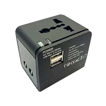 Universal Travel Adapter with 2 USB Ports for Worldwide Use