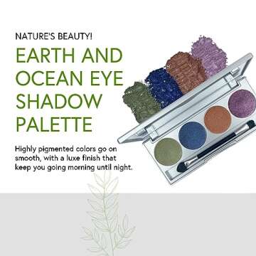 Honeybee Gardens Earth & Ocean Eye Shadow Palette, Clean and Bold, 4 Highly Pigmented Colors With Lo...