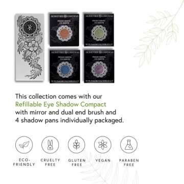 Honeybee Gardens Earth & Ocean Eye Shadow Palette, Clean and Bold, 4 Highly Pigmented Colors With Long Lasting Luxe Finish, Vegan, Cruelty-Free, Gluten-Free, and Paraben-Free, Net Wt 1.3g Each