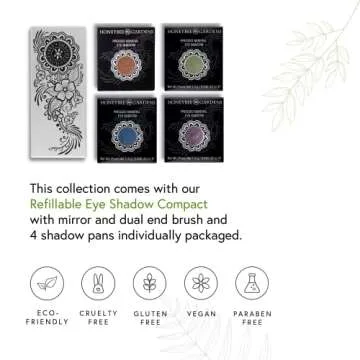 Honeybee Gardens Earth & Ocean Eye Shadow Palette, Clean and Bold, 4 Highly Pigmented Colors With Long Lasting Luxe Finish, Vegan, Cruelty-Free, Gluten-Free, and Paraben-Free, Net Wt 1.3g Each