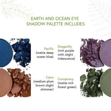 Honeybee Gardens Earth & Ocean Eye Shadow Palette, Clean and Bold, 4 Highly Pigmented Colors With Long Lasting Luxe Finish, Vegan, Cruelty-Free, Gluten-Free, and Paraben-Free, Net Wt 1.3g Each