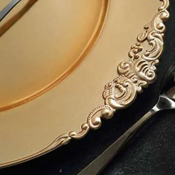 Tiger Chef Gold Charger Plates - Antique Plate Chargers for Dinner Plates - Set of 12 Dinner Chargers (12, Antique Gold)