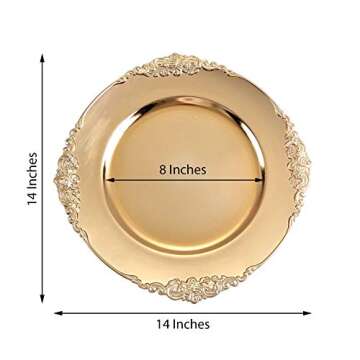 Tiger Chef Gold Charger Plates - Antique Plate Chargers for Dinner Plates - Set of 12 Dinner Chargers (12, Antique Gold)