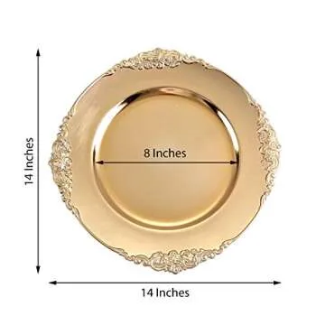 Tiger Chef Gold Charger Plates - Antique Plate Chargers for Dinner Plates - Set of 12 Dinner Chargers (12, Antique Gold)