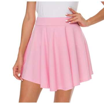 Afibi Casual Mini Stretch Flared Skater Skirt - Pink
