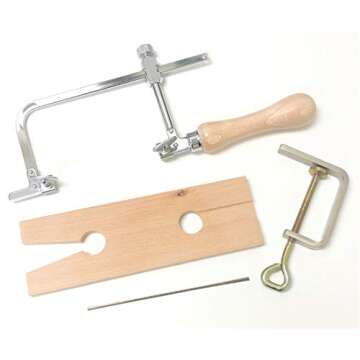 RIO Jewelers Saw Frame Kit with Bench Pin, Saw Blades and Adjustable 3" Frame