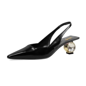 XYD Women's Diamond Block Low Heels - Elegant & Comfortable Party Shoes