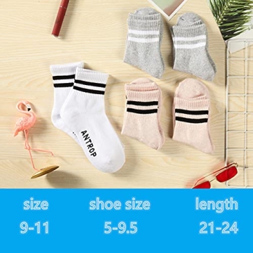 Antrop Quarter Crew Cotton Heel Tab Athletic Running Cushion 6 Pairs Socks, White, 9-12