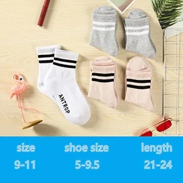 Antrop Quarter Crew Cotton Heel Tab Athletic Running Cushion 6 Pairs Socks, White, 9-12