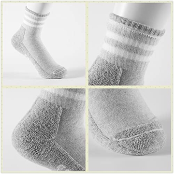 Antrop Quarter Crew Cotton Heel Tab Athletic Running Cushion 6 Pairs Socks, White, 9-12