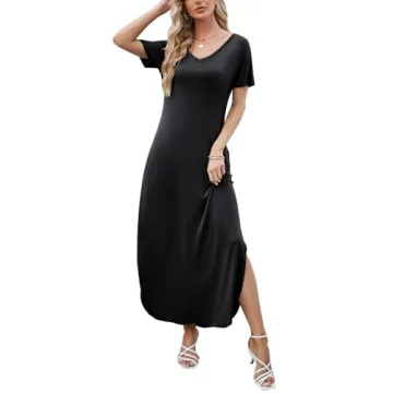 HUSKARY Women's Summer Maxi Dress with Pockets