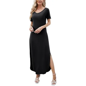 HUSKARY Women's Summer Maxi Dress with Pockets