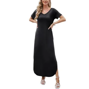 HUSKARY Women's Summer Maxi Dress with Pockets