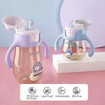 POTATO Sippy Cups For Toddlers with Straw Spill Proof, PPSU Learner Cup with Handle for Girl, Water ...