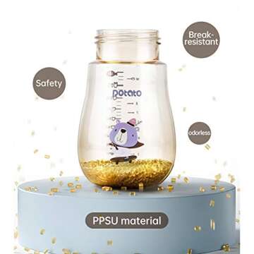 POTATO Sippy Cups For Toddlers with Straw Spill Proof, PPSU Learner Cup with Handle for Girl, Water Bottle for Baby 12 Months with 2 Type of Spout, 10 Ounce Pink