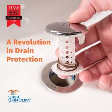 SinkShroom Revolutionary Bathroom Sink Drain Protector Hair Catcher, Strainer, Snare, Silicone , Bru...