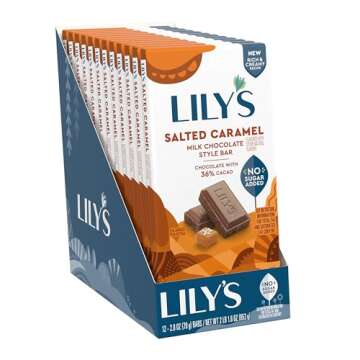 LILY'S Salted Caramel Milk Chocolate Style No Sugar Added, Sweets Bars, 2.8 oz (12 Count)