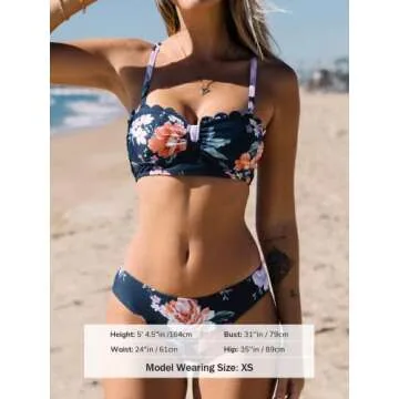 CUPSHE Women's Scalloped Bikini Set - Stylish Floral Swimwear