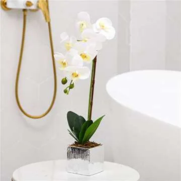 YSZL Orchid Arrangement in Silver Pot for Home Decor