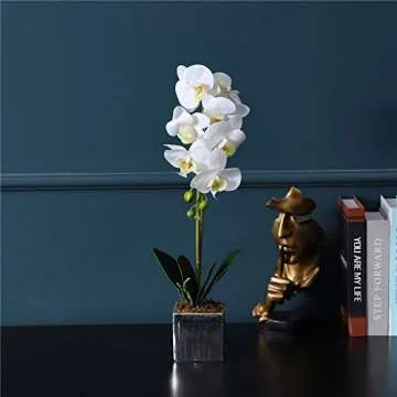 YSZL Orchid Arrangement in Silver Pot for Home Decor