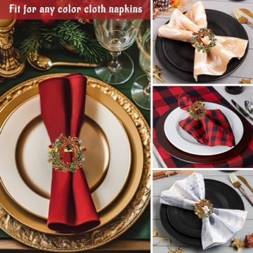 Legigo Christmas Wreath Napkin Rings - Elegant Holiday Decorations