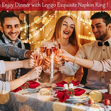 Legigo Christmas Wreath Napkin Rings - Elegant Holiday Decorations