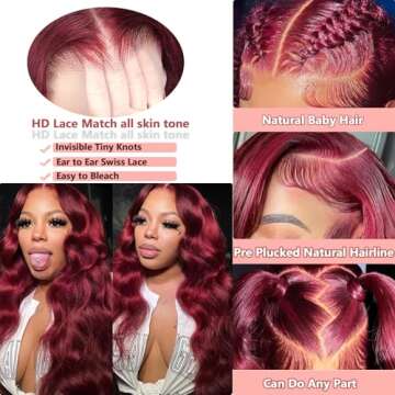 Ding Dian 99j Burgundy Lace Front Wigs Human Hair 28 Inch 13x4 Body Wave Lace Front Wigs Human Hair ...