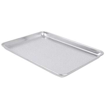 Tiger Chef Full Size 18 x 26 inch Perforated Aluminum Sheet Pan Commercial Bakery Equipment Cake Pans NSF Approved 19 Gauge 12 Pack