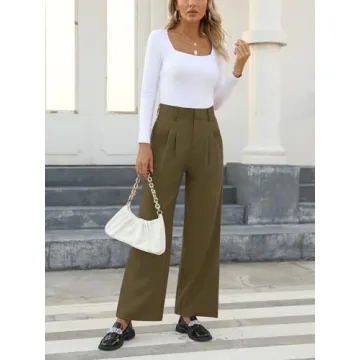 NIMIN Women's Stylish Wide Leg Pants for Business Casual