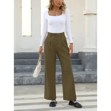 NIMIN Women's Stylish Wide Leg Pants for Business Casual